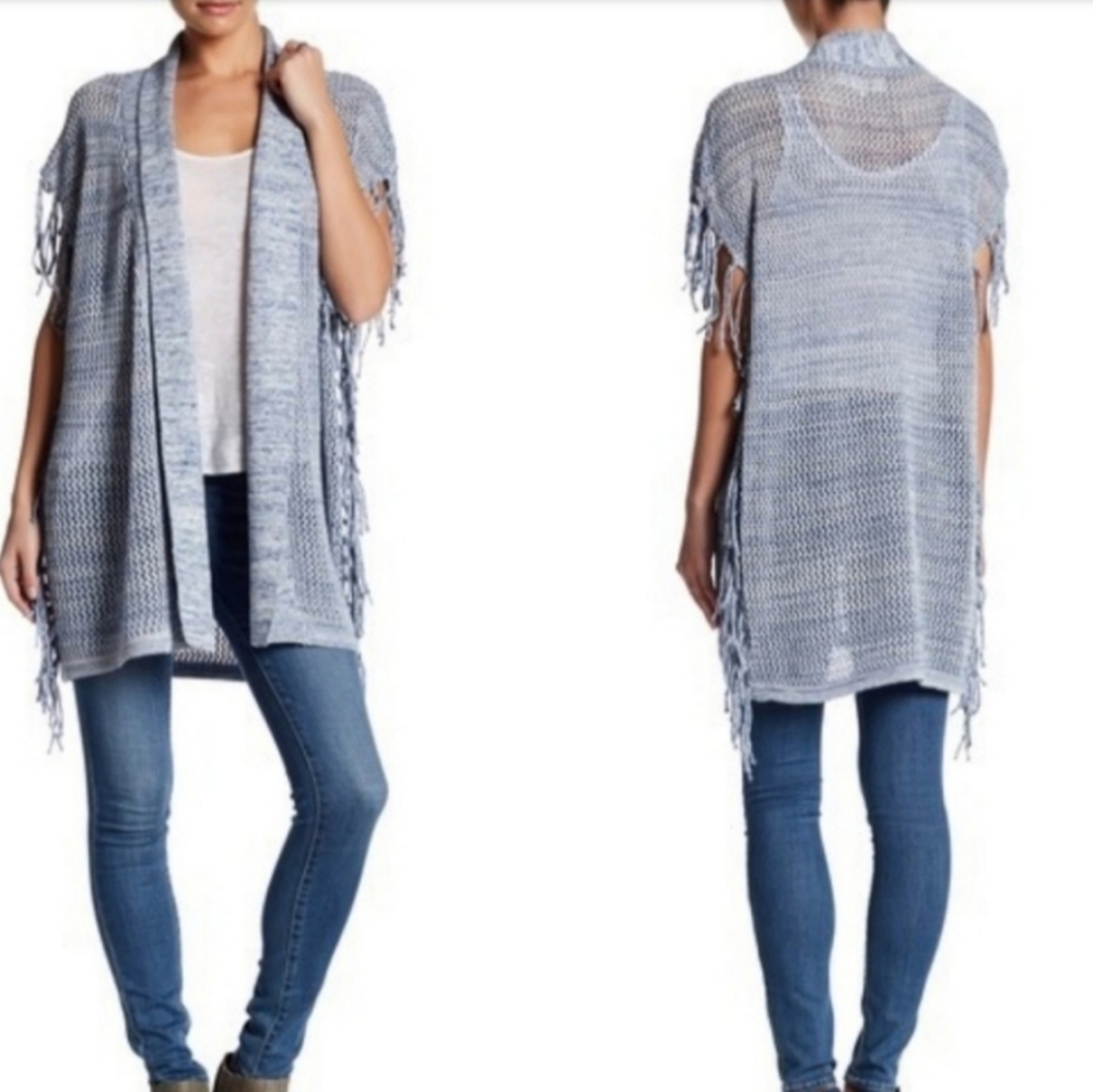 Love Stitch Open Weave Fringe Cardigan S/M